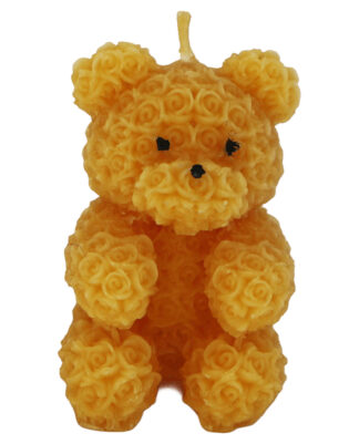 Kerze Bär aus kleinen Rosen