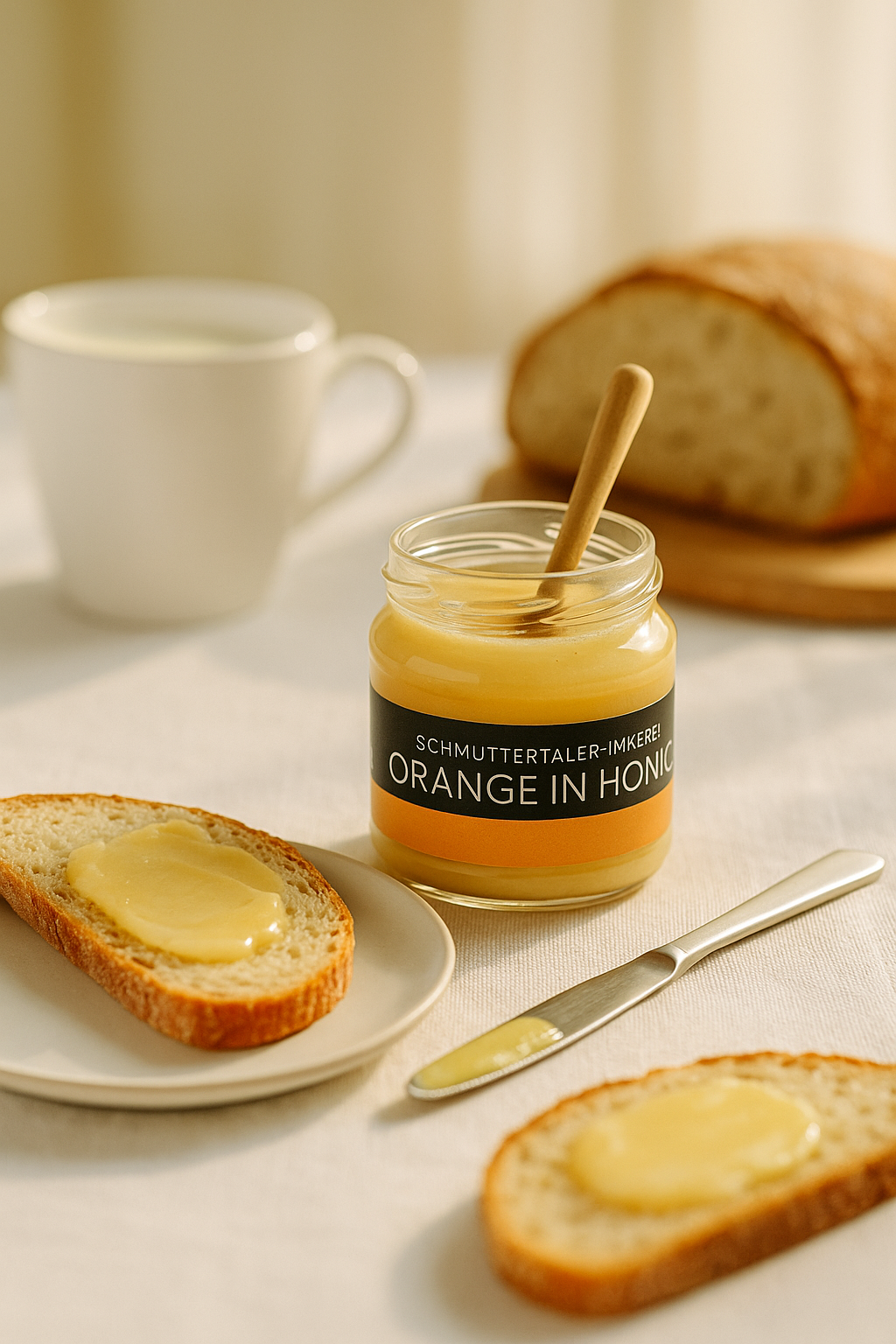 Orange in Honig, Frühstück