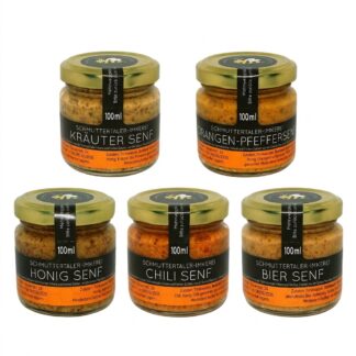 Senf Set, 5 verschiedene leckere Senfsorten auf Basis unseres guten Honigs